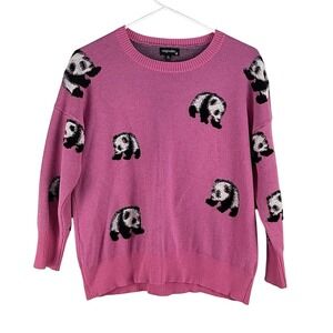 Pink Panda Intarsia Sweater XL Juniors‎ Fuzzy Knit Soft